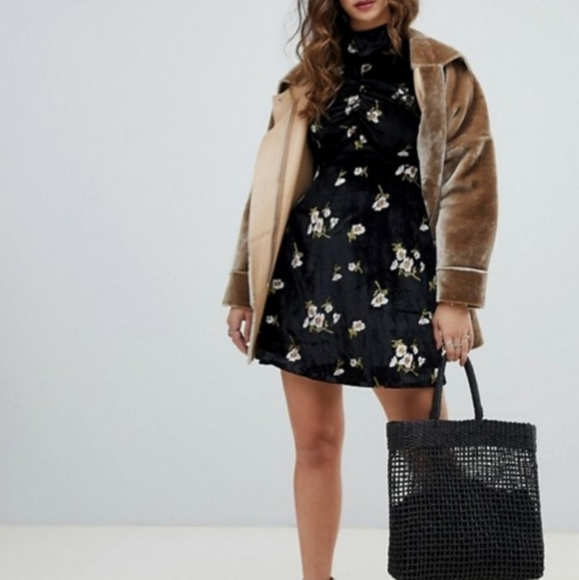 Free People Dresses & Skirts - Free People Be My Baby Black Velvet Dress New with Tag